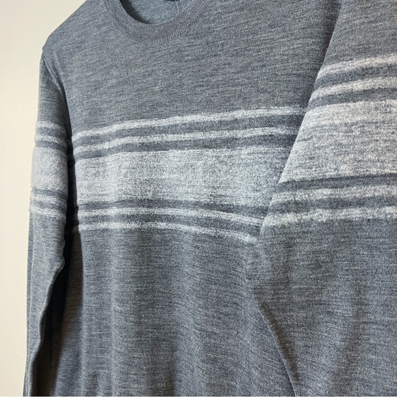 •ROBERT BARAKETT• Grey Swanson Engineered Striped Wool Crewneck Sweater Size XL - Picture 5 of 13